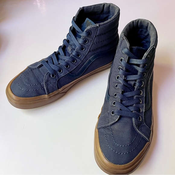 Vans SK8-Hi Reissue Blue Canvas Gum Hi-top Sneakers, Size 8 Women, 6.5 Men - Picture 1 of 16